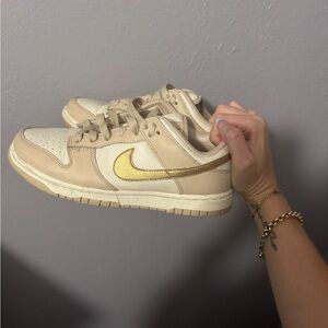 Nike Women's Gold and Cream Sneakers